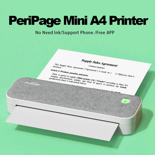 PeriPage A40 Portable Mini Thermal Printer A4 Paper Photo Printer From Mobile Phone Wireless Bluetooth Document Office A4Printer